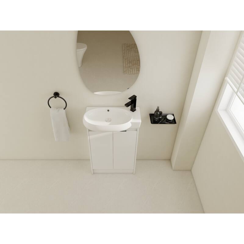 GDFStudio - Emery Elegant Soft Close Doors Bathroom Vanity with Ceramic Sink for Compact Spaces