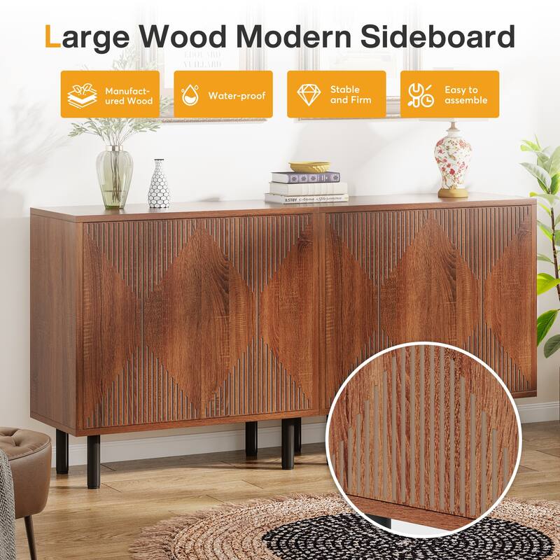 White Sideboard Buffet Set, Modern Sideboard Storage Cabinet with Door