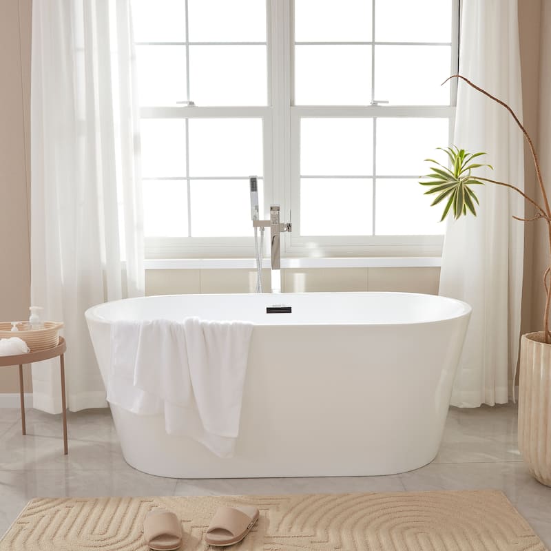 Vanity Art 59" Acrylic Freestanding Soaking Bathtub