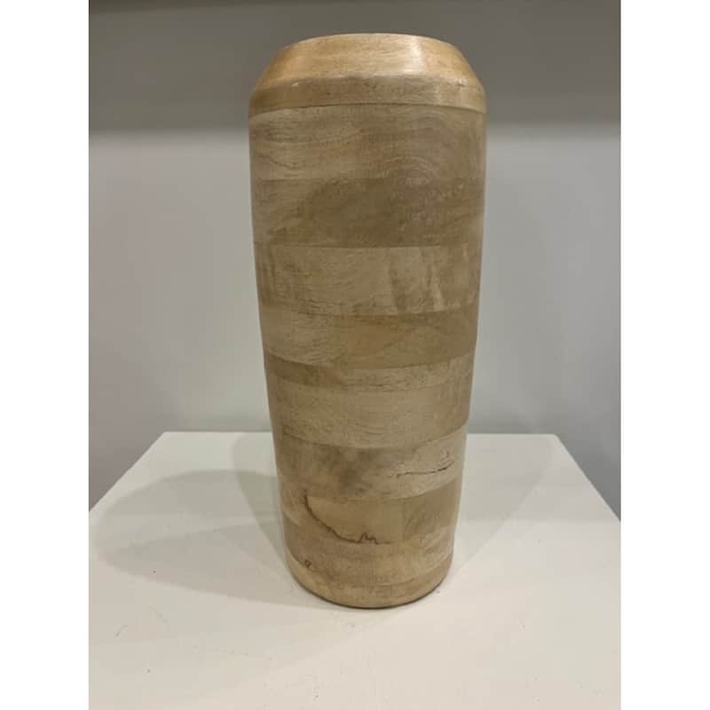 Walsall Vase Mango Wood Sm L 6.5" x W 6.5" x H 18" - Sun Bleached