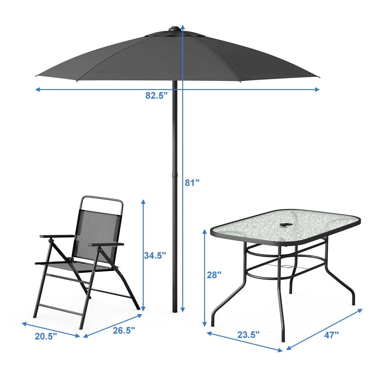Shop 8 Pcs Outdoor Patio Square Folding Furniture Set With Umbrella Overstock 30647370