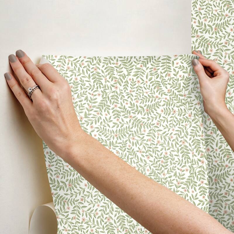 Rifle Paper Co. Elodie Cream Petite Floral Premium Peel + Stick Wallpaper