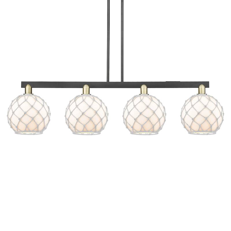Innovations Lighting 716-4I-13-53 Farmhouse Rope Linear Farmhouse Rope - Black Antique Brass / White Glass with White Rope