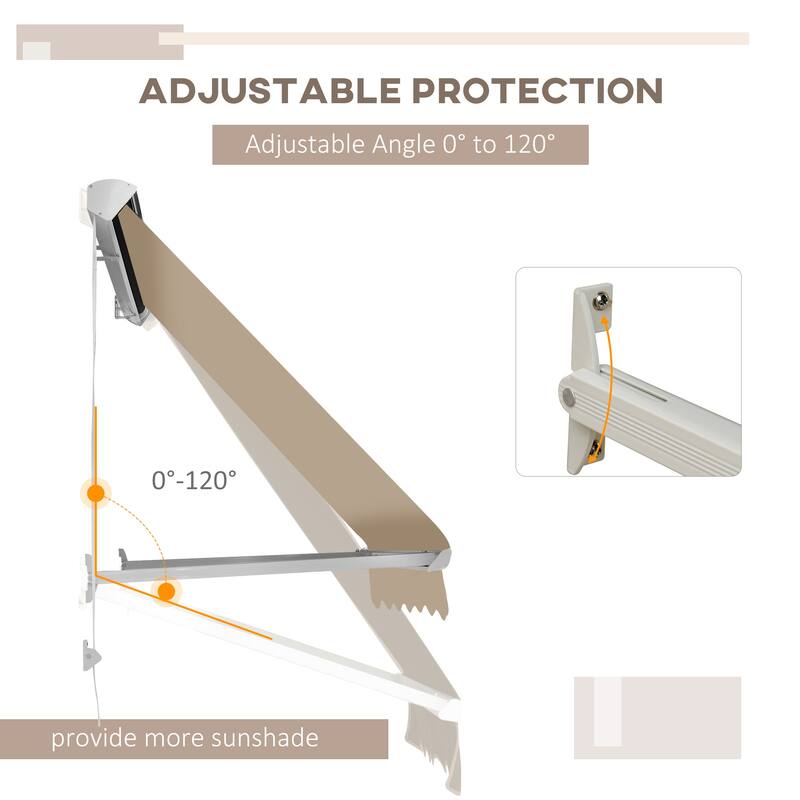 6' Drop Arm Manual Retractable Window Awning Sun Shade Shelter for Patio Balcony Outdoor, Aluminum, Cream White