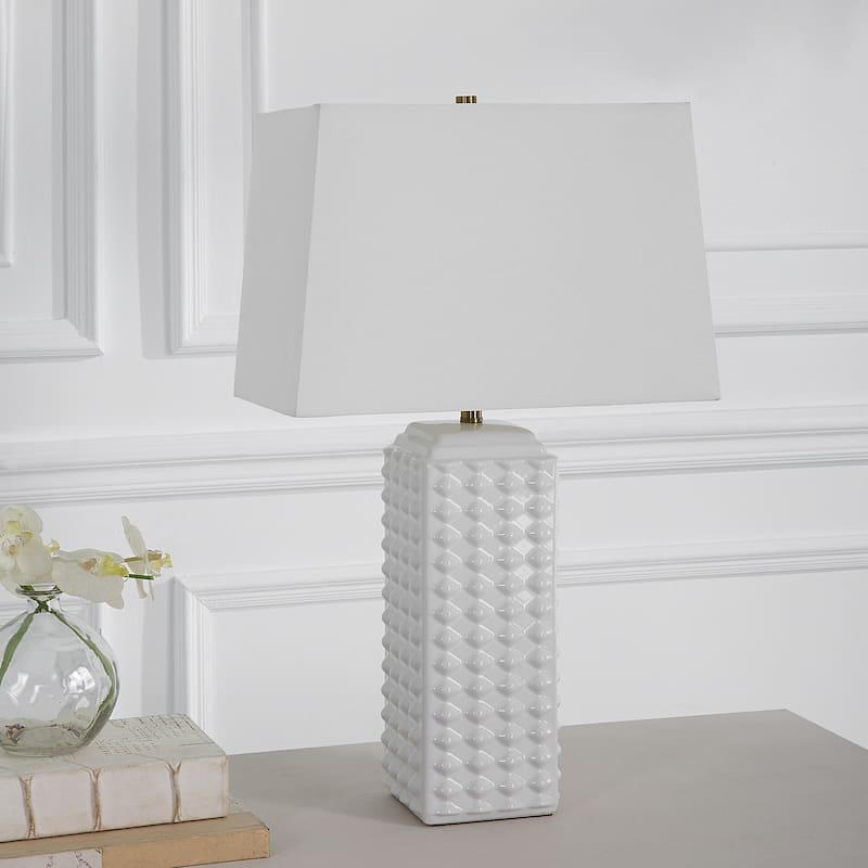 Square Body Ceramic Table Lamp - 15"W x 25"H x 9"D