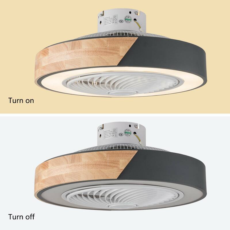 22In Enclosed Low Profile Dimmable Ceiling Fan With Light Wood/Acrylic
