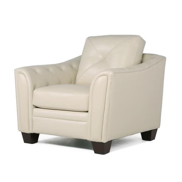 Shop Black Friday Deals On Copper Grove Baclieu Tufted Ivory Leather Accent Chair 40 W X 39 D X 36 H Overstock 30262962