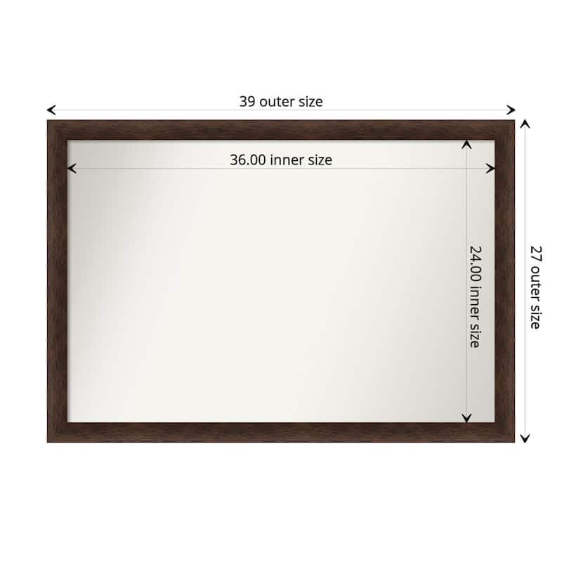 Warm Walnut Narrow Non-Beveled Wood Framed Wall Mirror - Warm Walnut Narrow - Glass Size 36x24