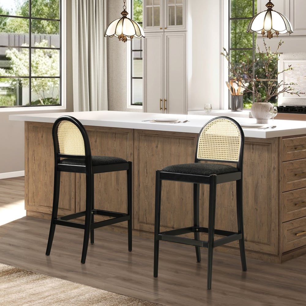 Panama Arched Cane Rattan Counter and Bar Stool (Set of 2)