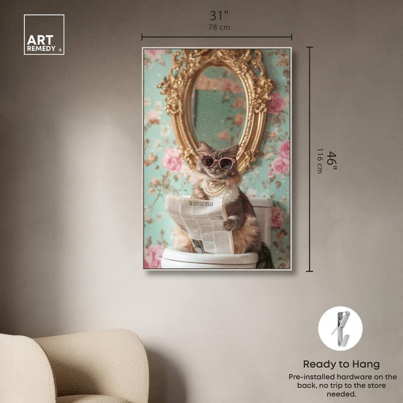 Ornate Kitty Toilet Time Canvas by Art Remedy