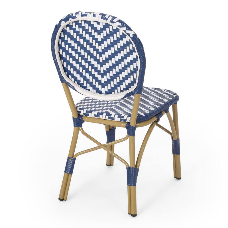 Chic Outdoor PE Rattan and Aluminum French Armless Bistro Chairs