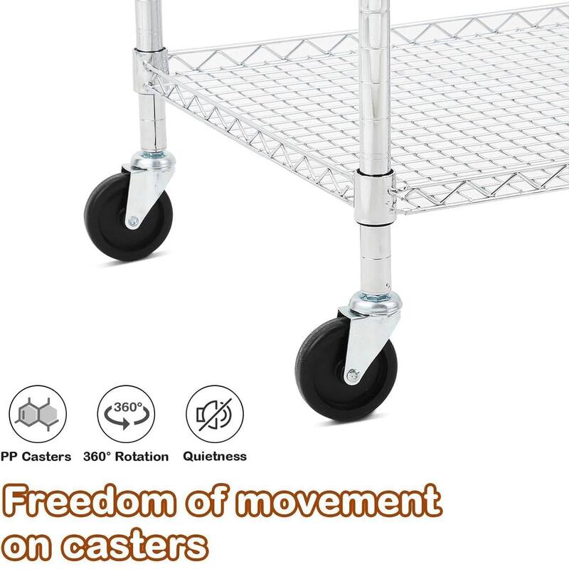 3 or 2-Tier Commercial Grade Rolling Service Kitchen Cart for Home and Office Use - N/A