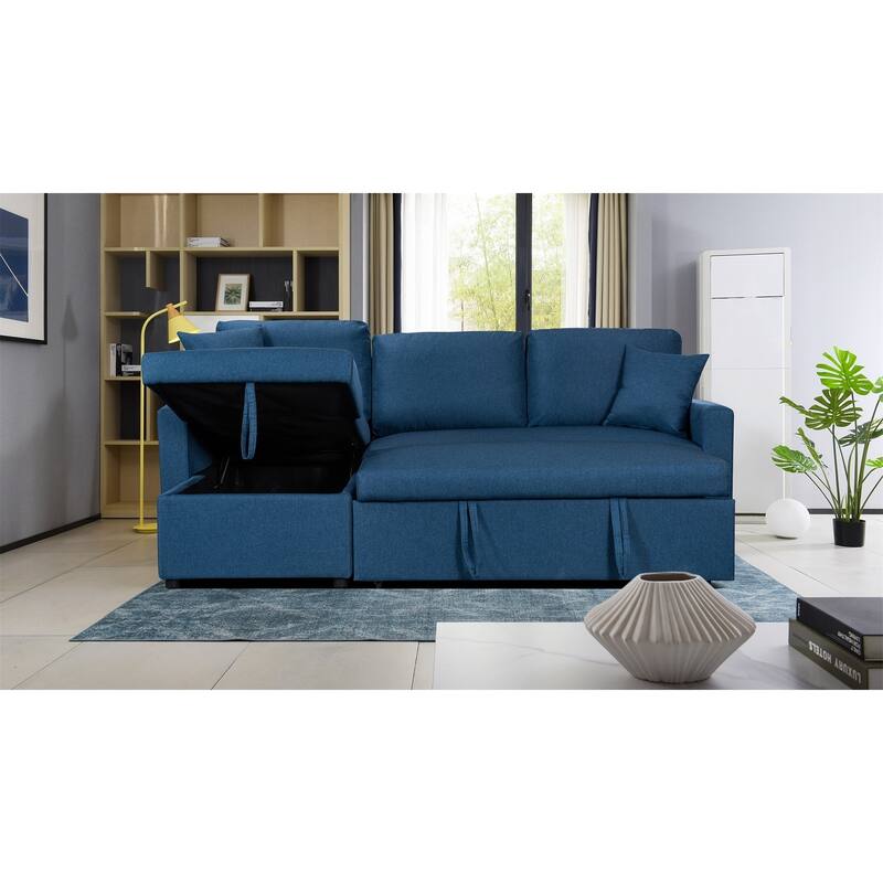 Upholstered Sleeper Sectional Sofa with Storage Chaise