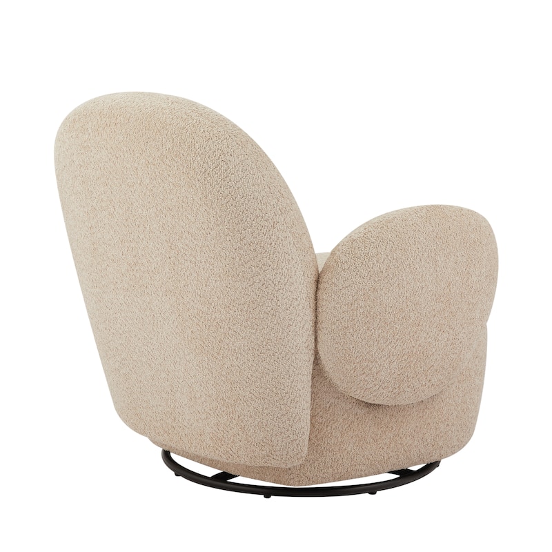 Uphosltered Swivel Accent Chair with Armrest