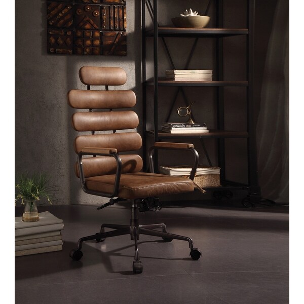 Executive Office Acme Desk Chair Retro Brown Swivel Office Chair