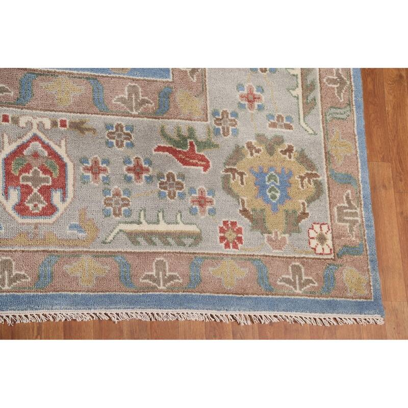 Palace Size Blue Oushak Large Area Rug Hand-Knotted Wool Carpet - 12'0" x 14'11"
