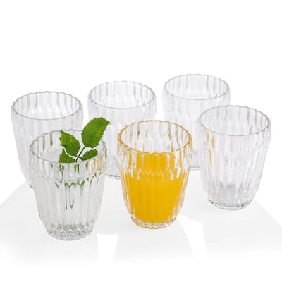 6-Piece Clear Glass Juice Cups 7.9oz Faceted Vintage Glasses for Holiday and Special Occasions - 3.22"W x 4.13" H