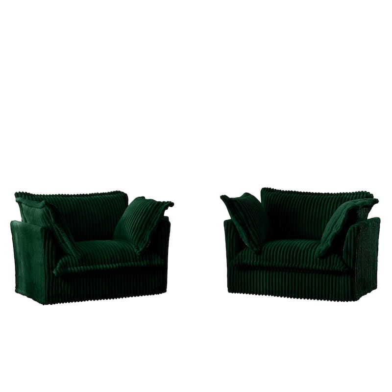 Leisure Armchair with Removable Covers, Accent Chair with Deep Seat, Lounge Chair with High Back Pillows, Set of 2