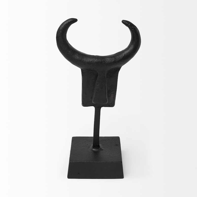 Black Metal Tribal Inspired Sculpture - 5"W x 4"D x 9"H