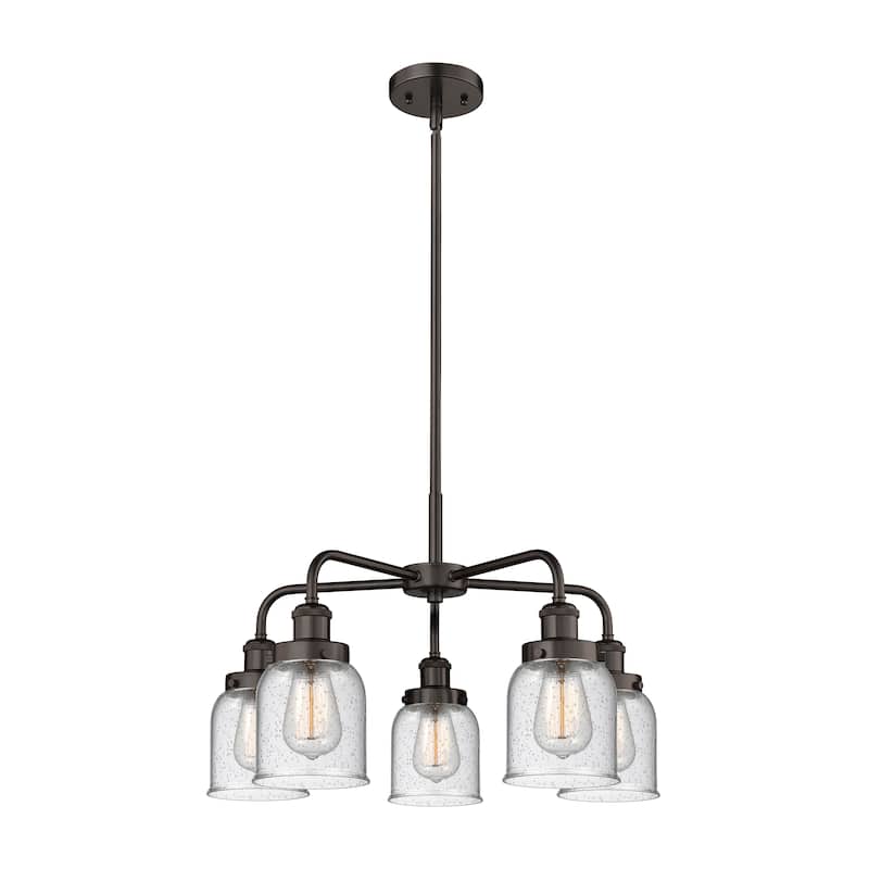 Innovations Lighting Bell - 5 Light 23" Stem Hung Chandelier - Oil Rubbed Bronze/Seedy