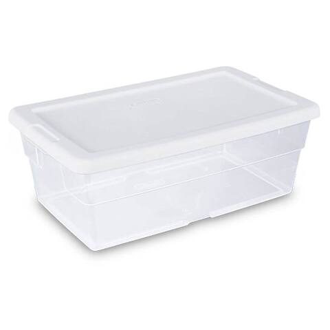 Sterilite 6 Qt Clear Plastic Stacking Storage Container Tote with Lid, 120 Pack