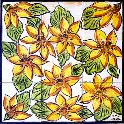 18x18 Sunflowers Kitchen Backsplash Design 9pc Ceramic Tile Wall Mural