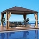 preview thumbnail 131 of 129, Outdoor Hardtop Gazebo Pergola w Galvanized Steel Roof and Aluminum Frame, Prime Curtains and nettings include