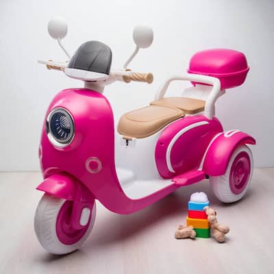 12V Two-Seater Kids Ride On Electric Motorcycle with Dual Motors, LED Headlight, Music, USB & Storage Trunk