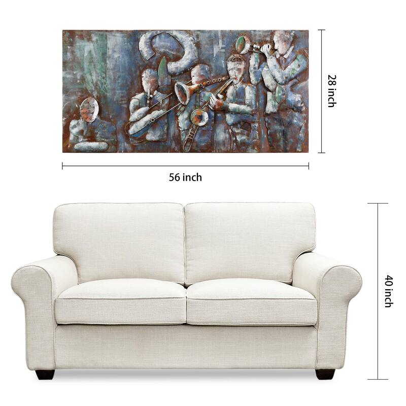 "Jazz Band" Mixed Media Iron Hand Painted Dimensional Wall Art