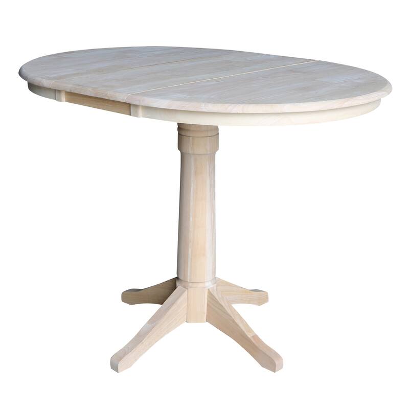 36" Round Pedestal Table With 12" Leaf - Unfinished