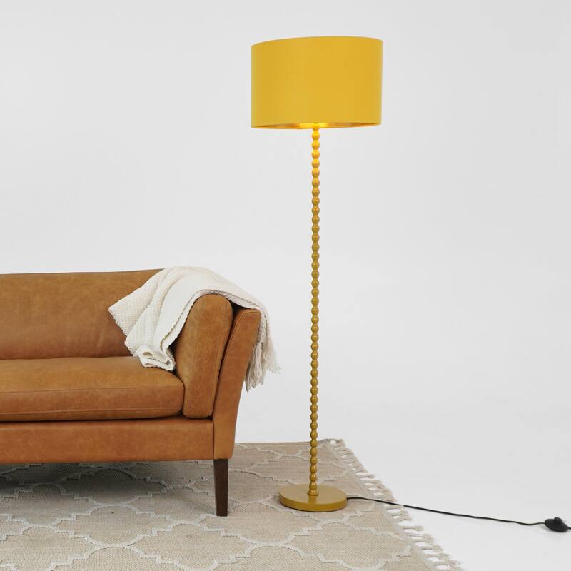 Modern Floor Lamp for Living Room, Tall Corner Lamp for Bedroom & Office Lighting, Orbit Floor Lamp Ochre and Gold 110-120V
