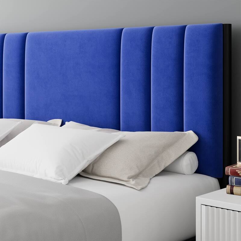 Platform Bed Frame with Velvet Headboard