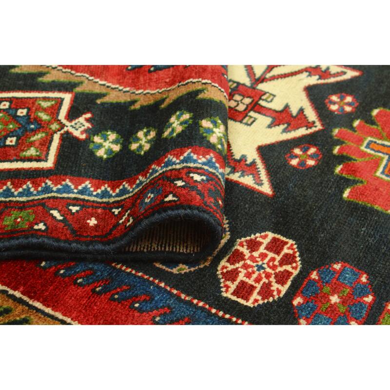 Fine Vintage Distressed Aelfric Charcoal/Red Runner - 3'3" x 10'6"