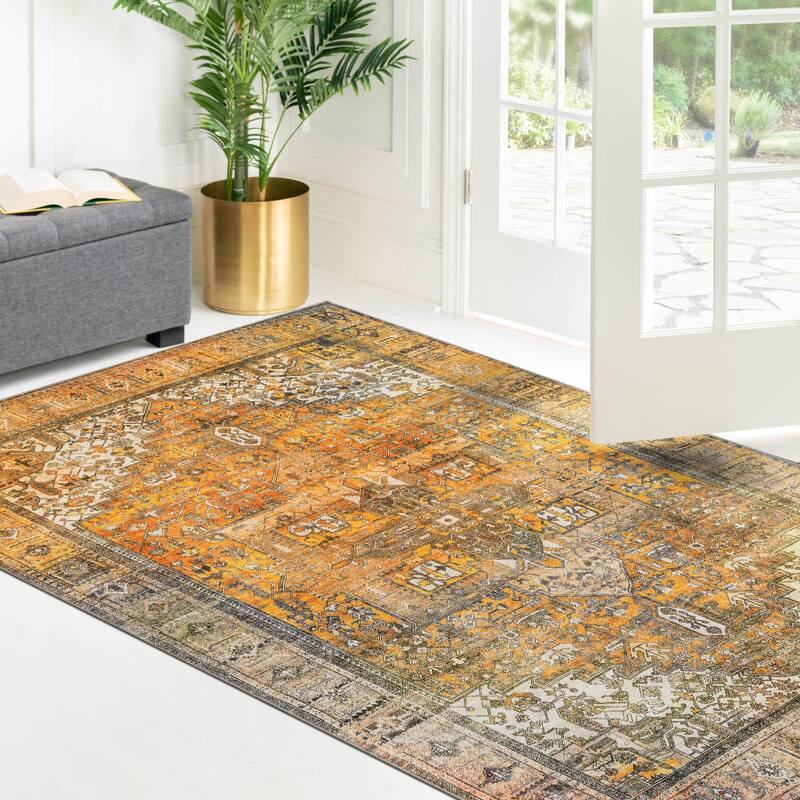 Transitional Rine Collection Area Rug - 7'6"x10'6" - Yellow