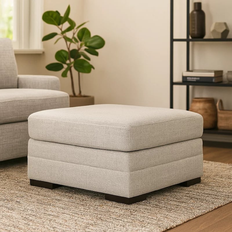 Carly Oversized Accent Ottoman, Modern Stone Gray Nuvella 36 Inch