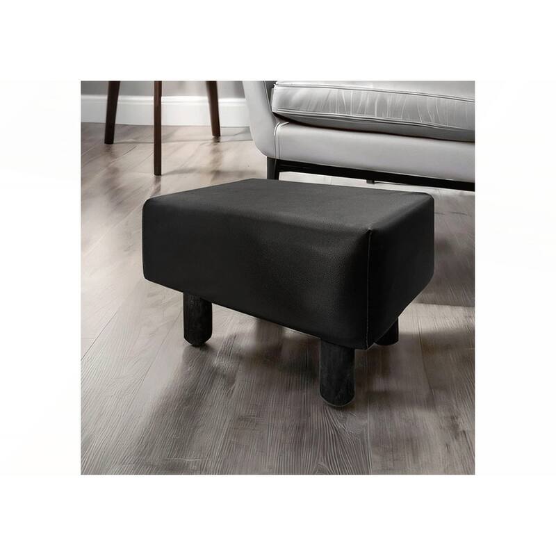 Contemporary Black Leatherette Footstool Set of 2 for Modern Interiors