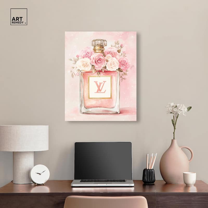 Delicate Floral Perfume Blush Canvas by Art Remedy, Gallery Wrapped