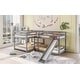 preview thumbnail 6 of 13, Stylish Full and Twin Size L-Shaped Bunk Bed with Slide and Short Ladder, 4 Beds in 1, Sturdy Frame, Gray