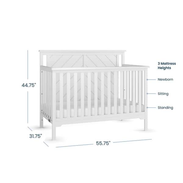 dimension image slide 1 of 3, Child Craft Hampton Flat Top 4-in-1 Convertible Baby Crib