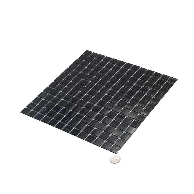 Apollo tile 12" x 12" Celestial Glossy Black Glass Tile (20 sq ft/case) - 20 Pack