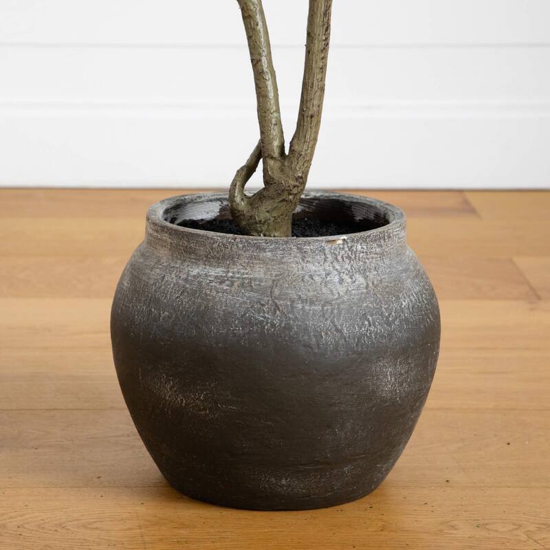 4-ft Artificial Audrey Ficus Tree in Rustic Decorative Planter - Green