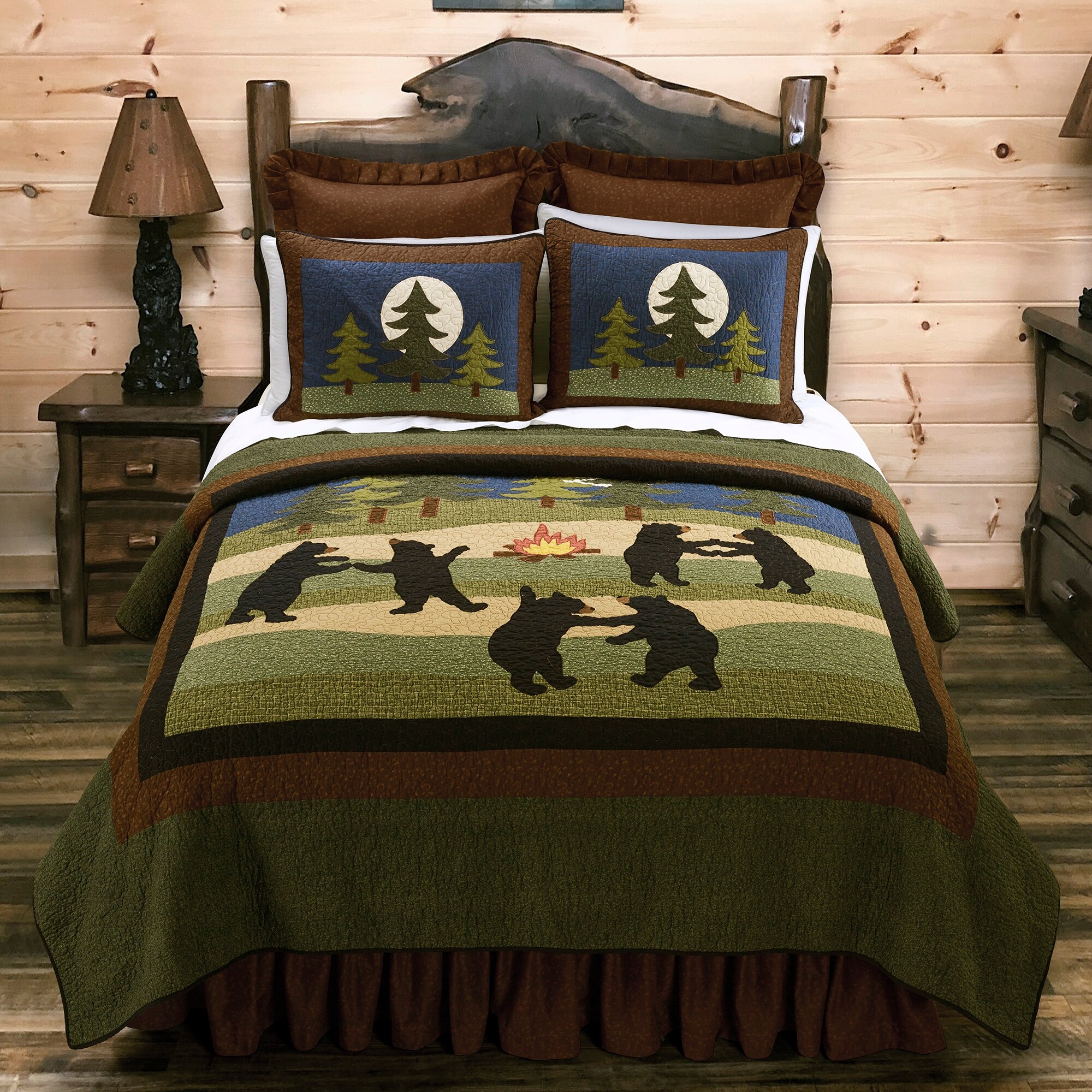 Donna Sharp Moonlit Bear Quilted Rustic Country Cotton King 3 Piece Set Donna Sharp Moonlit Bear Quilted Rustic Country Cotton King 3 Piece Set