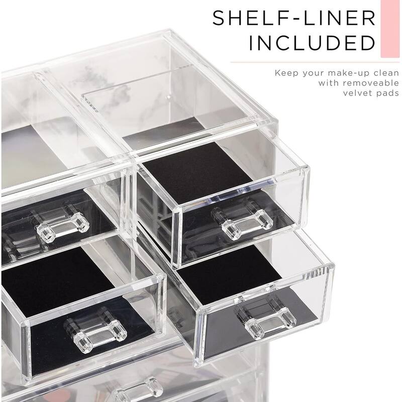 Clear Cosmetic Makeup Organizer - Make Up & Jewelry Storage - 6.25"D x 9.5"W x 14.25"H