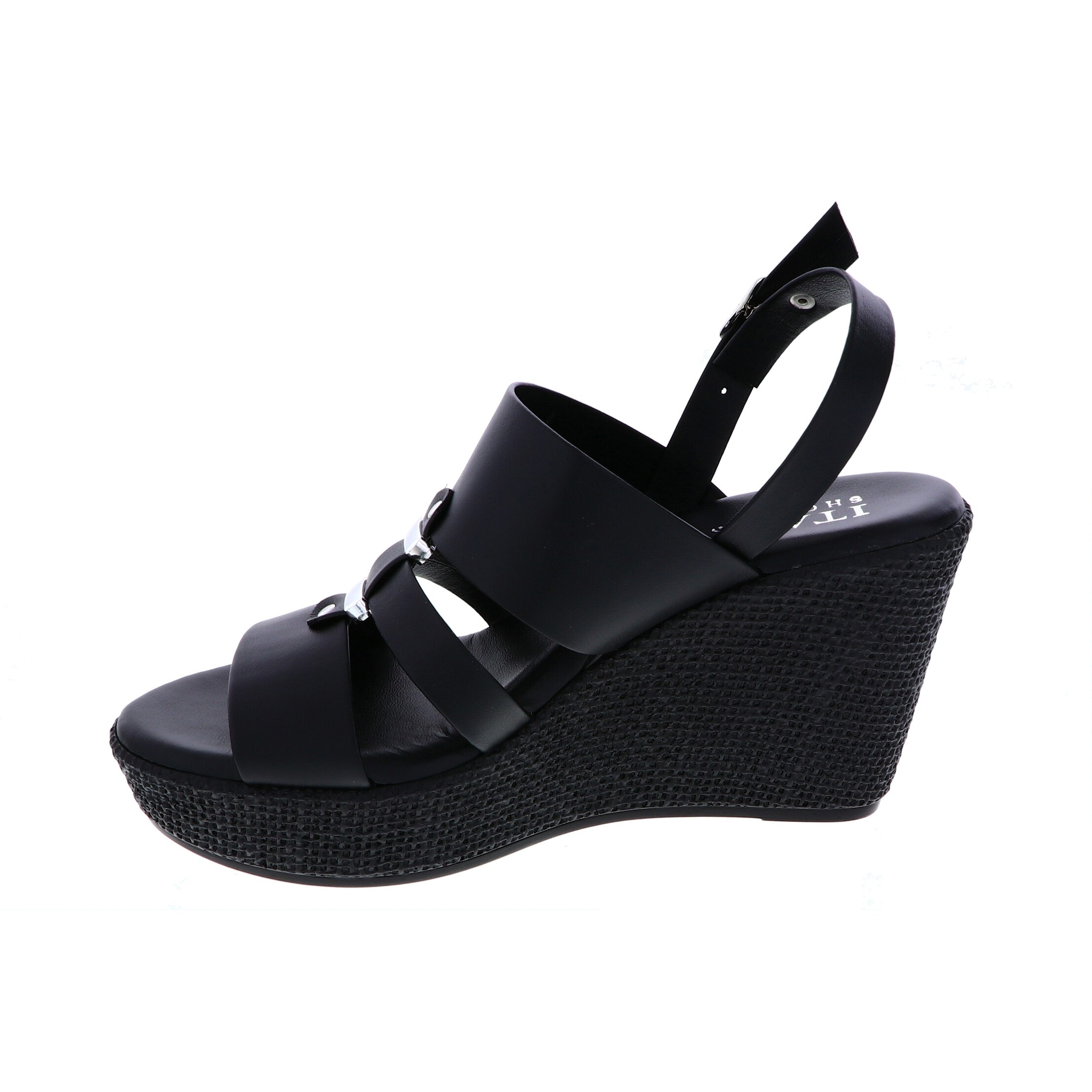 italian shoemakers black wedge sandals