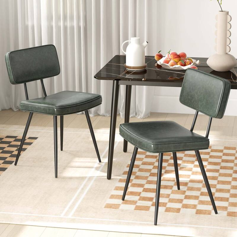 Gymax Dining Chairs Set of 4 w/ PU Leather Cover Filled Sponge