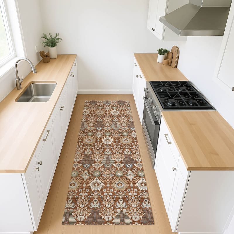 Machine Washable Indoor/ Outdoor Traditional Xander Chantille Rug