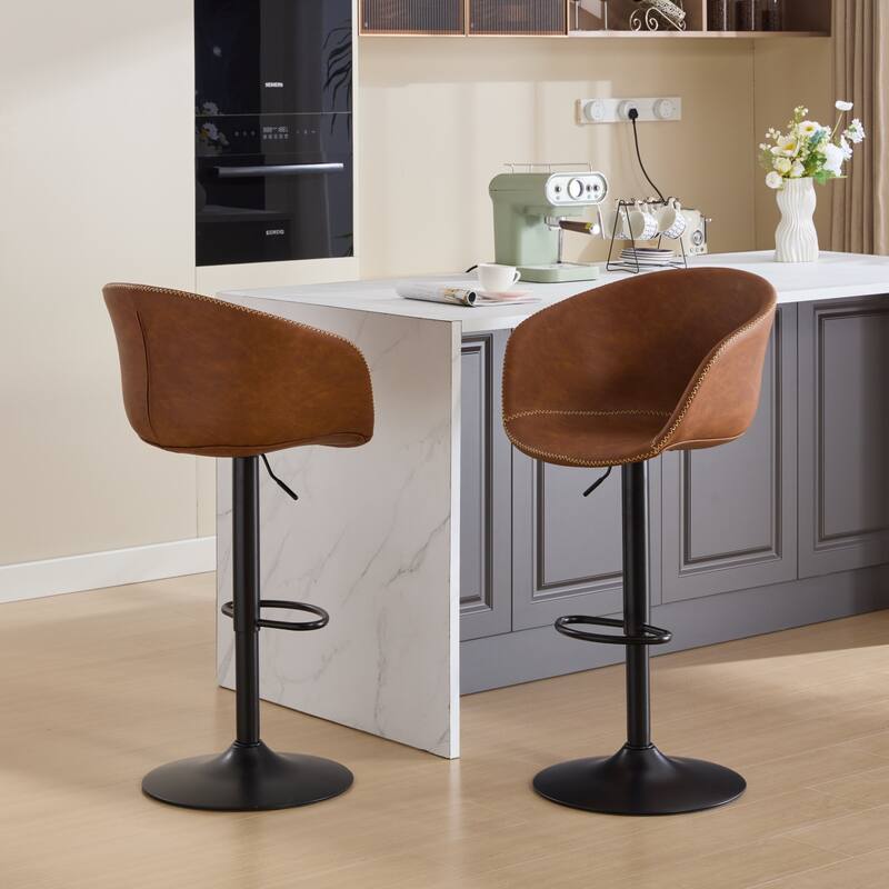 Adjustable Swivel PU Leather Upholstered Bar Stools