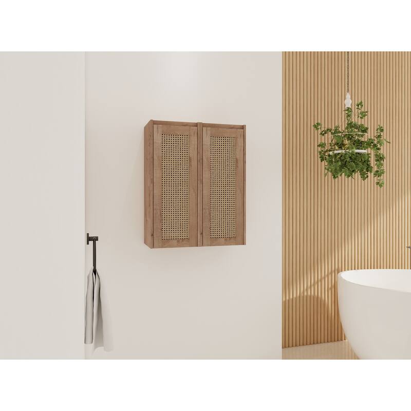 Modern Wall-Mounted Bathroom Side Cabinet, Space-Saving Floating Storage Cabinet with Reversible Door