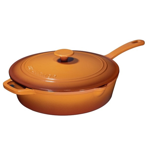 Enameled Cast Iron Skillet Deep Saute Pan with Lid. Opens flyout.
