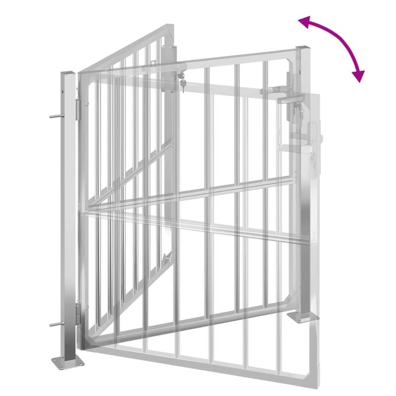 vidaXL Garden Gate Locking Fence Entrance Barrier Patio Lawn Stainless Steel